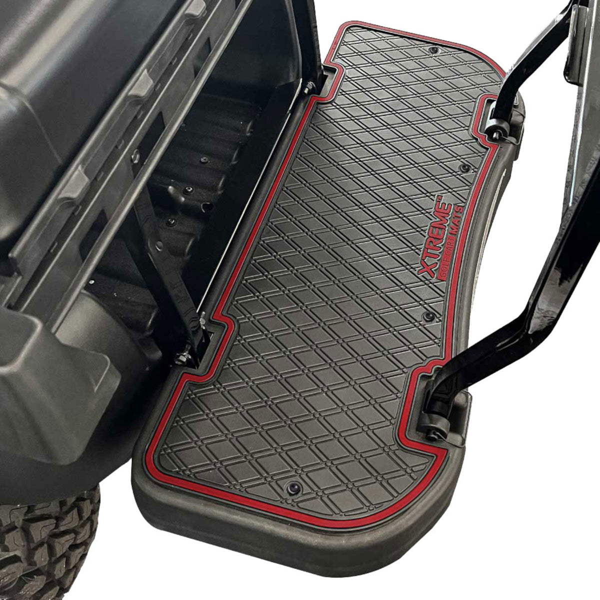 Xtreme Mats MadJax XSeries Golf Cart Floor Mat | Cherry Red Trim | Fits MadJax Genesis 250/300 Rear Seat Kits