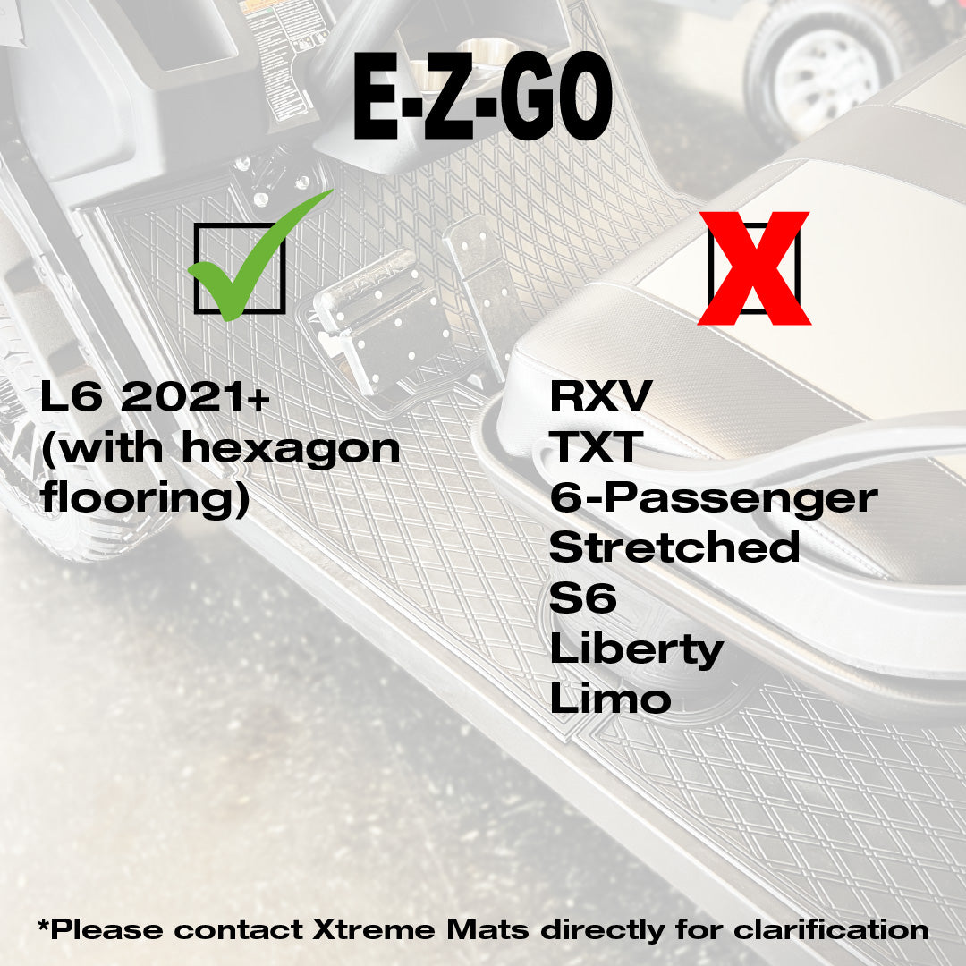 Blue trim- E-Z-GO L6 Floor Mats SET - 1st & 2nd Row Mats - Fits E-Z-GO L6 2021+ Gen2 - PRO Series
