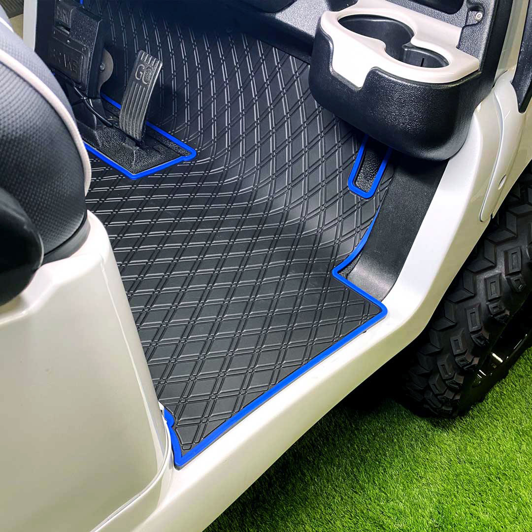 black and blue golf cart floor mat- Club Car Floor Mat - Fits Precedent (2004-2023) / Onward & Tempo (2017-2024) / Villager & V4L (2019-2023)