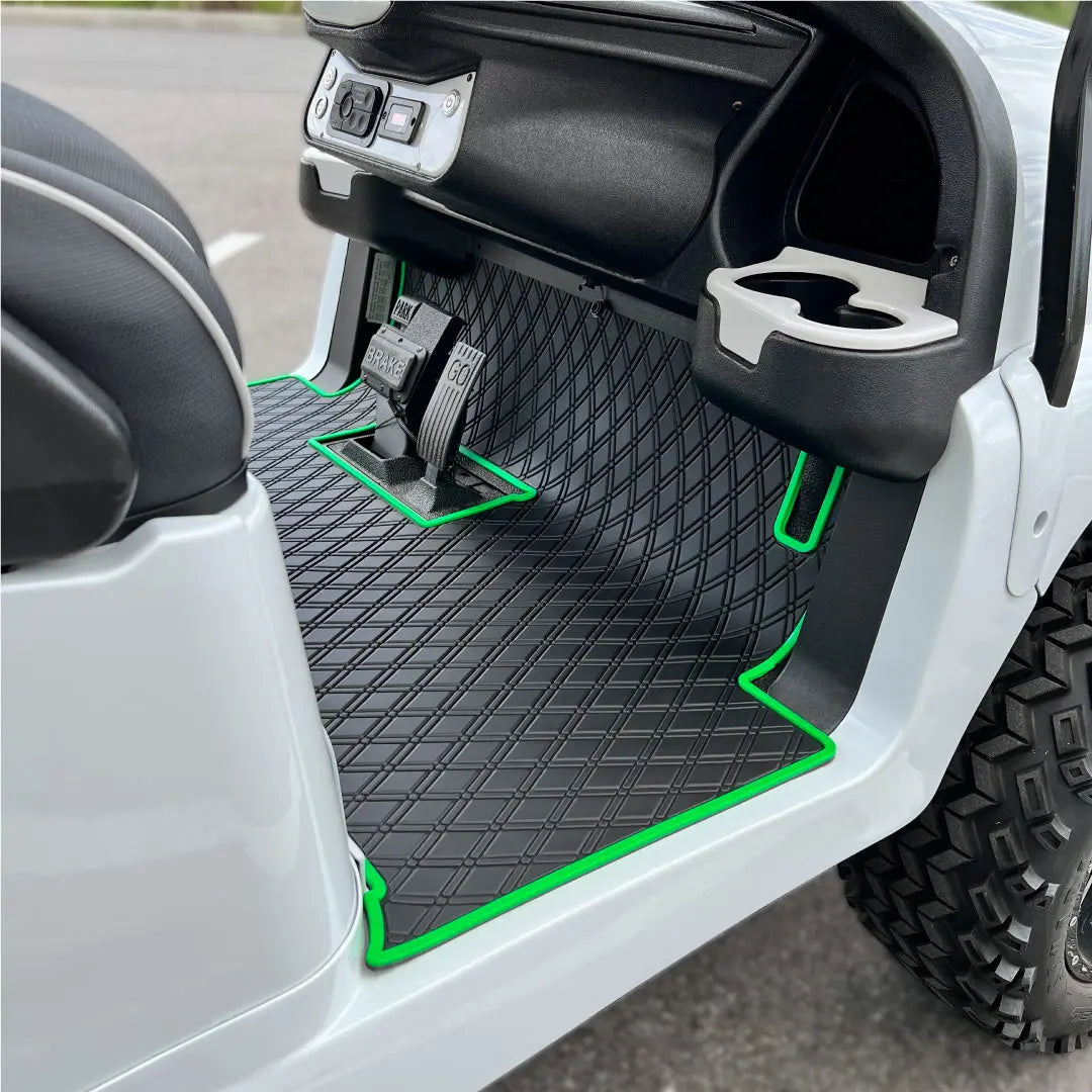 black and green golf cart floor mat- Club Car Floor Mat - Fits Precedent (2004-2023) / Onward & Tempo (2017-2024) / Villager & V4L (2019-2023)