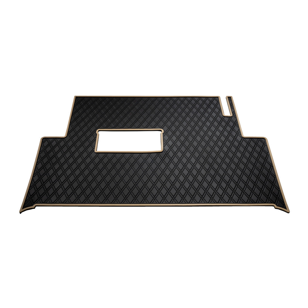 black and beige golf cart floor mat- Club Car Floor Mat - Fits Precedent (2004-2023) / Onward & Tempo (2017-2024) / Villager & V4L (2019-2023)