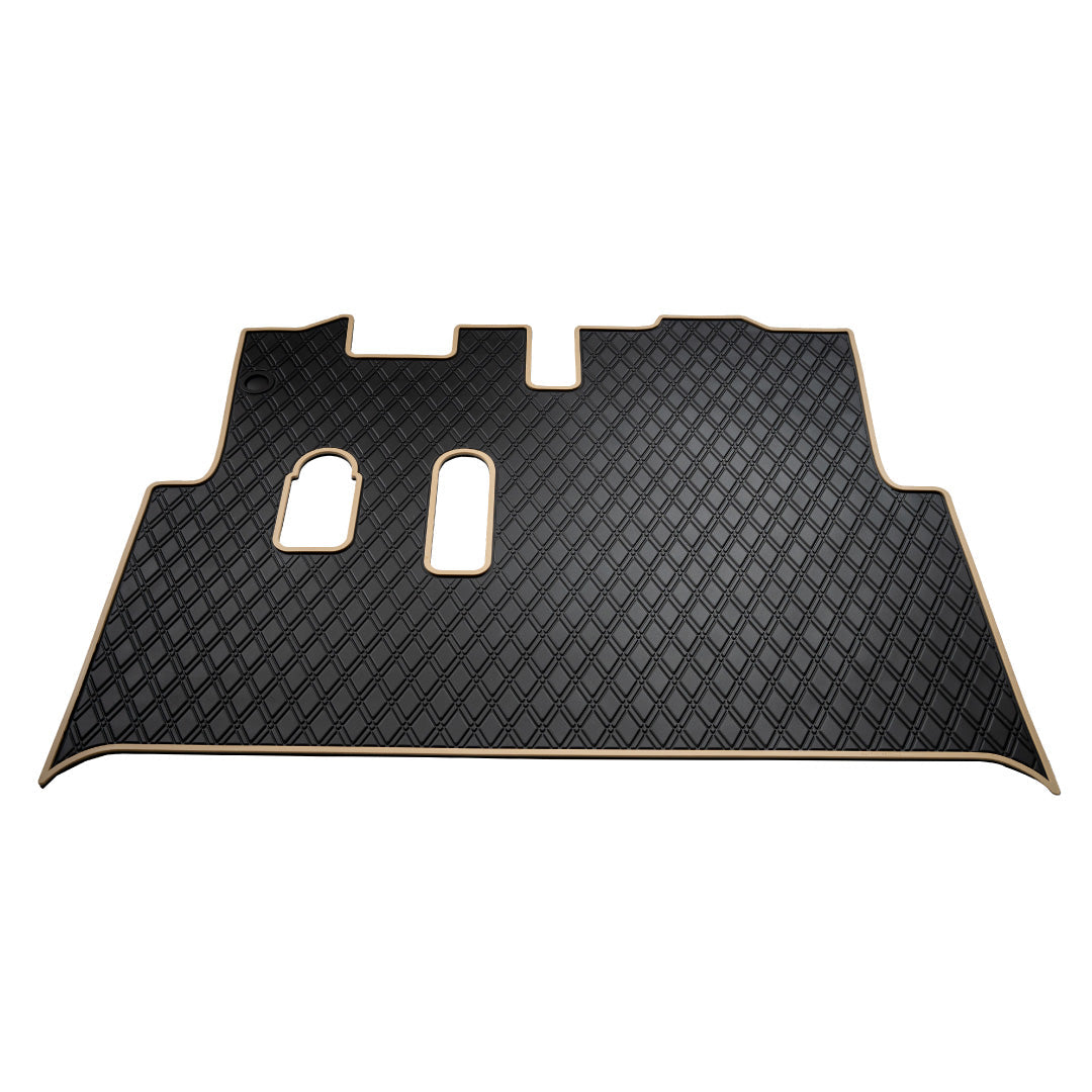 Beige Trim - E-Z-GO golf cart floor mat black diamond design with red trim full coverage