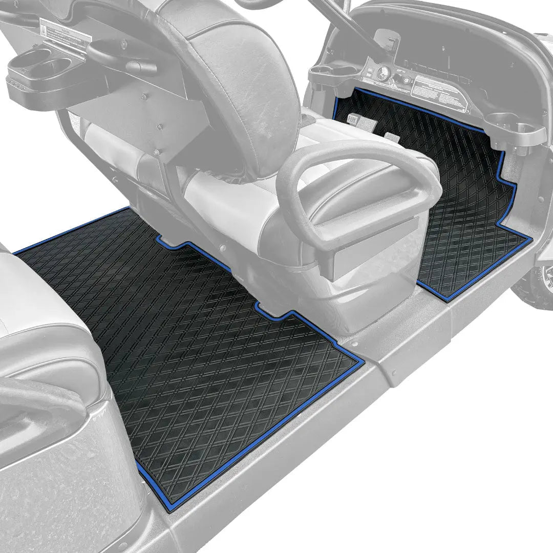 Club Car Floor Mats SET- Blue Trim - 1st & 2nd Row - For Club Car Onward 6 Passenger