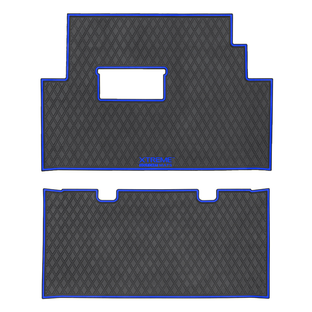 Club Car Floor Mats SET- Blue Trim - 1st & 2nd Row - For Club Car Onward 6 Passenger