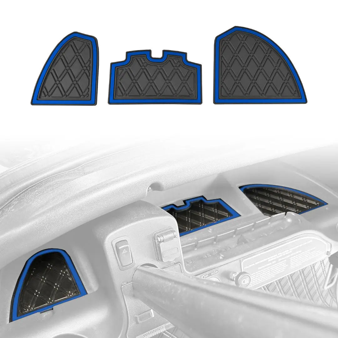 Xtreme Golf Cart Mats Dash Mats and Golf Cart Cubby Inserts Compatible with Club Car Precedent (04-22), Tempo & Onward (17-25), V4L (22-25) Models | Rubber Dashboard Protection Liner - All Black