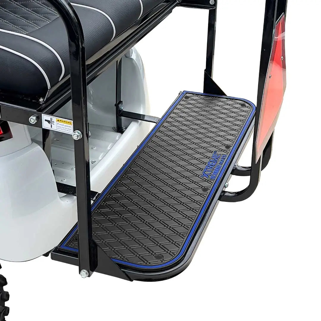 Al black PRO Series Rear Facing Foot Rest Mat - Fits GTW Mach 1 / MADJAX / RHOX Genesis 150 / MODZ Flip4 Rear Seat Kits #trim-color_blue-trim