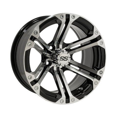 GTW Specter 14 inch Machined / Black Golf Cart Wheel - 4x101.6 3:4 Offset