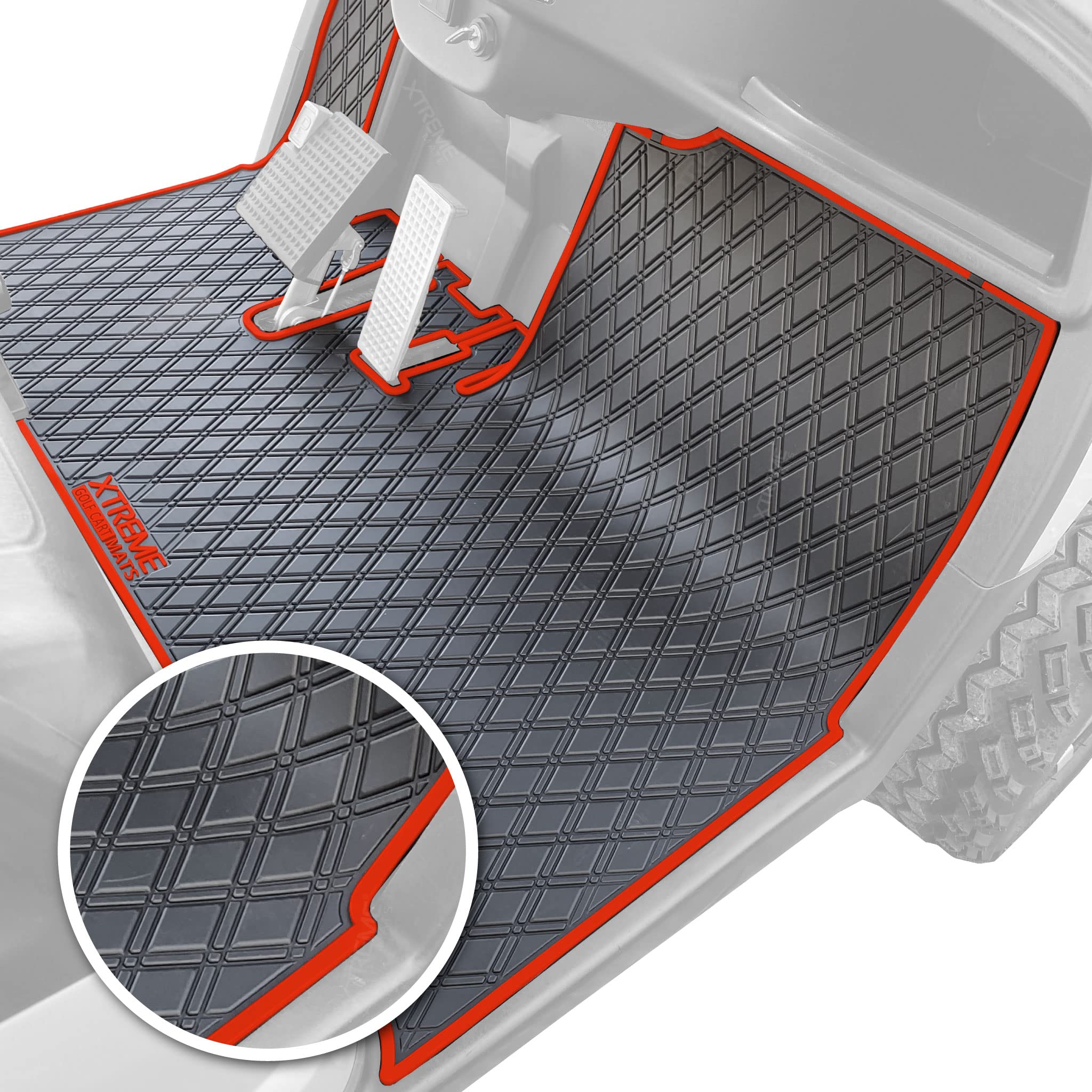 Xtreme Golf Cart Floor Mat Compatible with Yamaha G29/Drive YDR - Red Trim