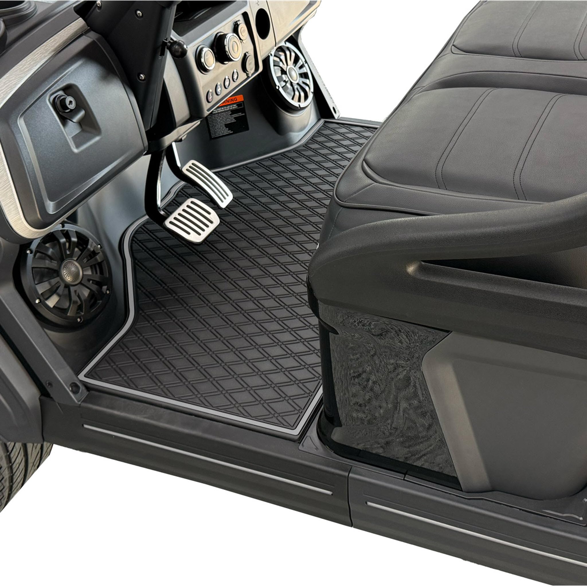 Xtreme Golf Cart Rubber Floor Mats Compatible with Epic E20FX - Red Trim