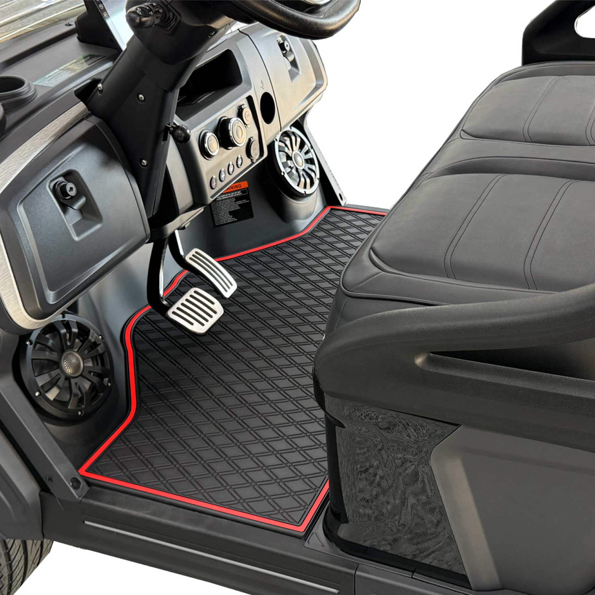 Xtreme Golf Cart Rubber Floor Mats Compatible with Epic E20FX - Red Trim