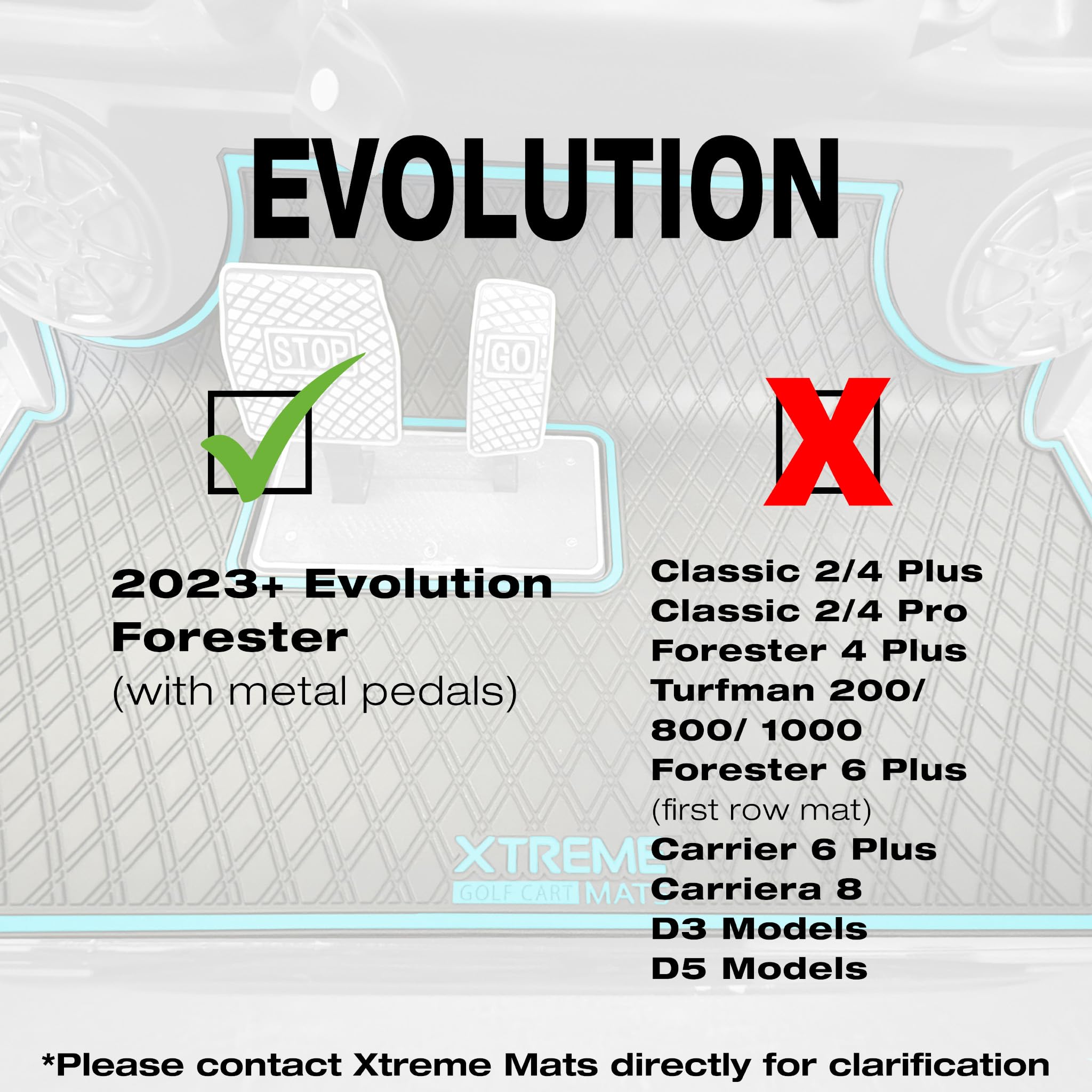 Xtreme Golf Cart Floor Mat Compatible with Evolution Forester - Grey Trim