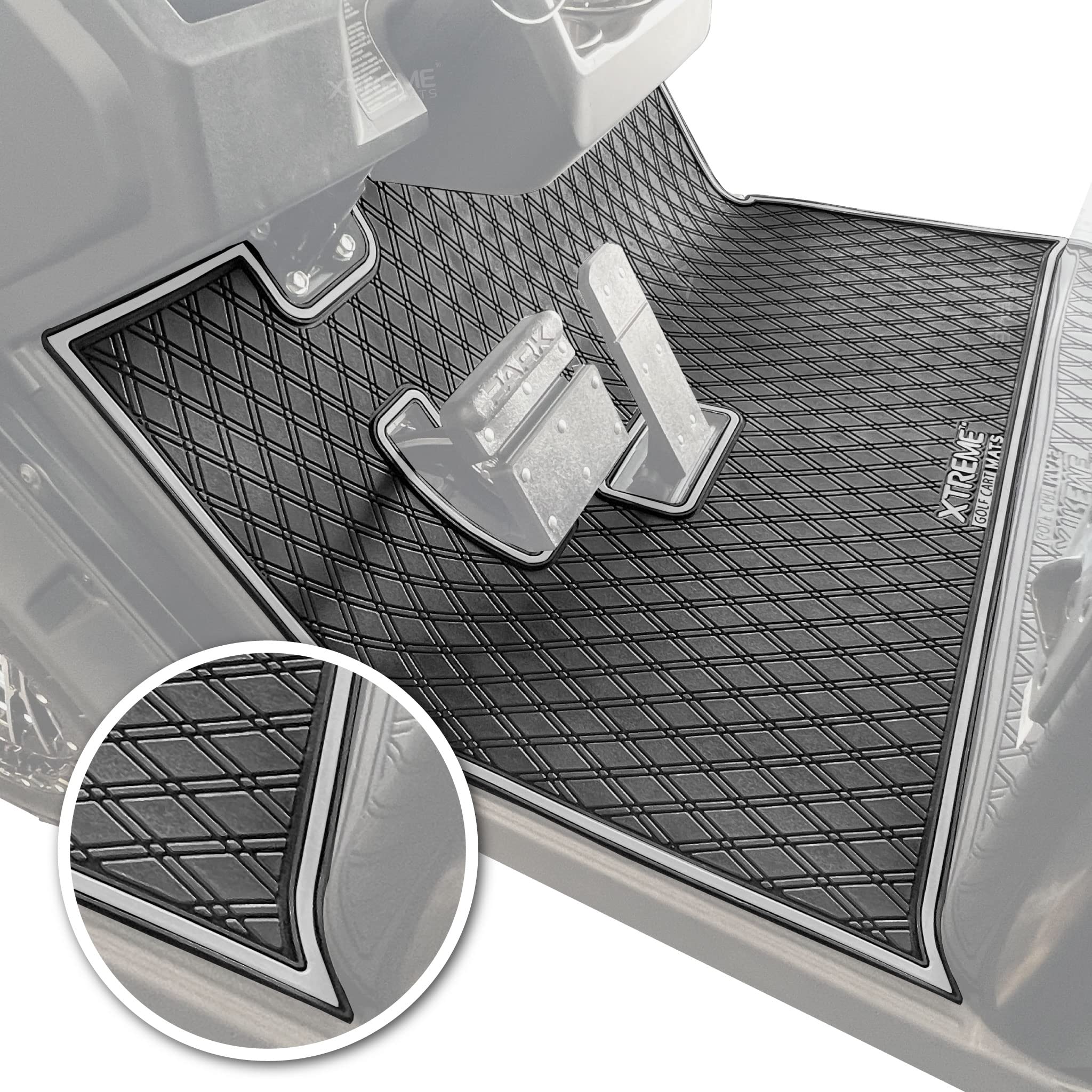 Golf Cart Floor Mat Compatible 2021+ EZGO S2/S4 & Cushman Hauler -Red Trim