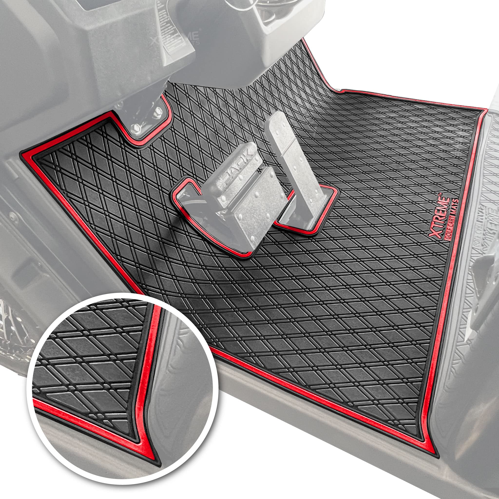 Golf Cart Floor Mat Compatible 2021+ EZGO S2/S4 & Cushman Hauler -Red Trim