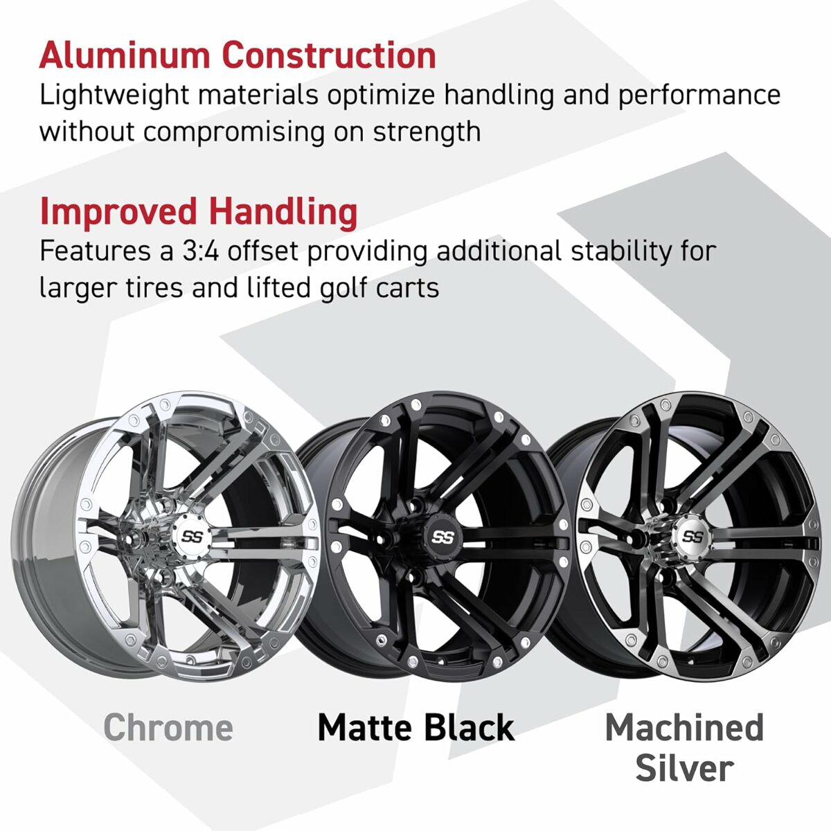 GTW Specter 14 inch Machined / Black Golf Cart Wheel - 4x101.6 3:4 Offset