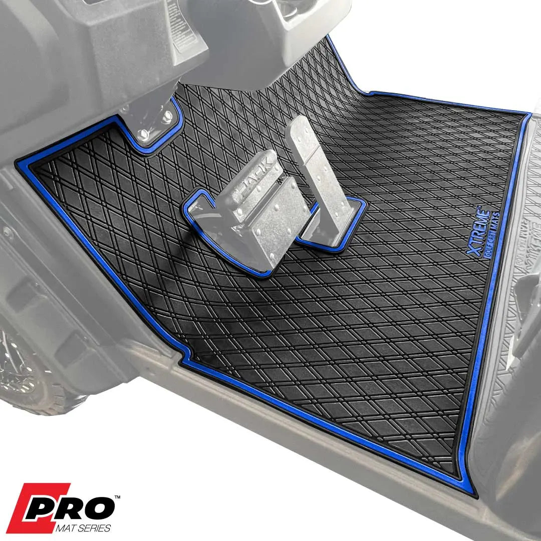 Xtreme Golf Cart Mats Rubber Double Diamond Floor Mat Compatible with EZGO S2 & S4 (2021.5+) Golf Cart Models with Factory Hexagon Flooring | Durable Full Coverage Protection Floor Liner - Red Trim