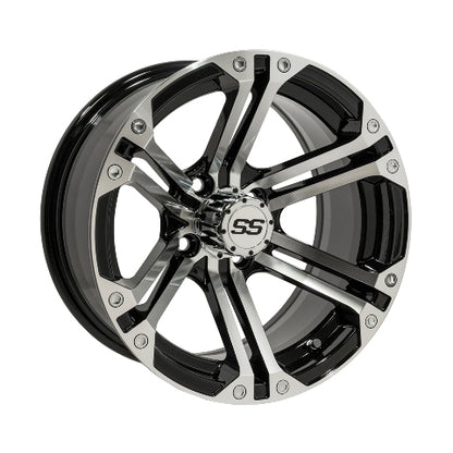 GTW Specter 14 inch Machined / Black Golf Cart Wheel - 4x101.6 3:4 Offset
