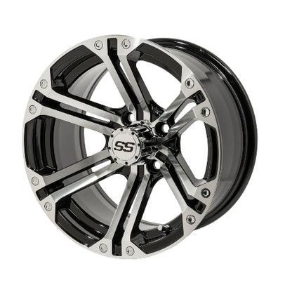 GTW Specter 14 inch Machined / Black Golf Cart Wheel - 4x101.6 3:4 Offset