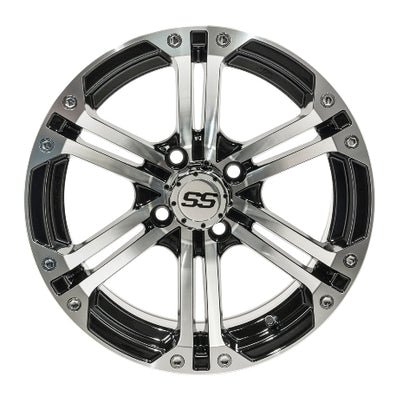 GTW Specter 14 inch Machined / Black Golf Cart Wheel - 4x101.6 3:4 Offset
