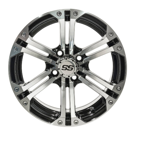 GTW Specter 14 inch Machined / Black Golf Cart Wheel - 4x101.6 3:4 Offset
