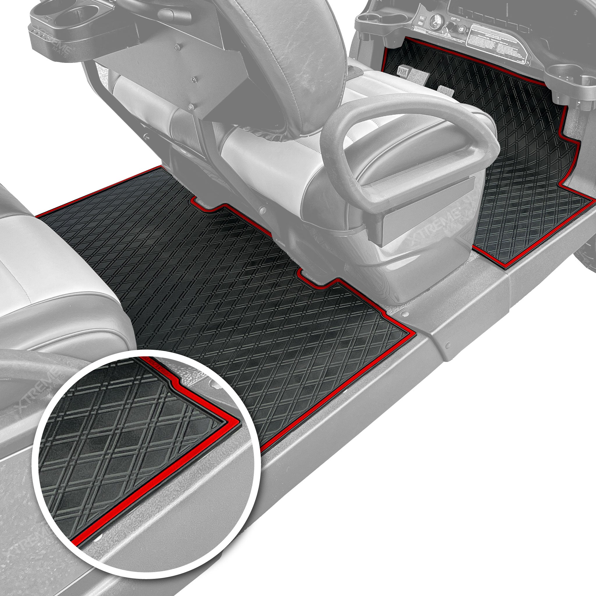 Club Car Floor Mats SET - 1st & 2nd Row - Fits 2026+ Club Car Onward 4 & 6 Passenger / 4 & 6 Seater Golf Carts *Approx. 2.5" Short of Front Seat Base*