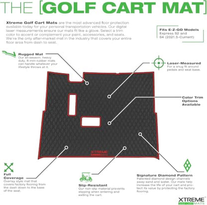 Golf Cart Floor Mat Compatible 2021+ EZGO S2/S4 & Cushman Hauler -Red Trim