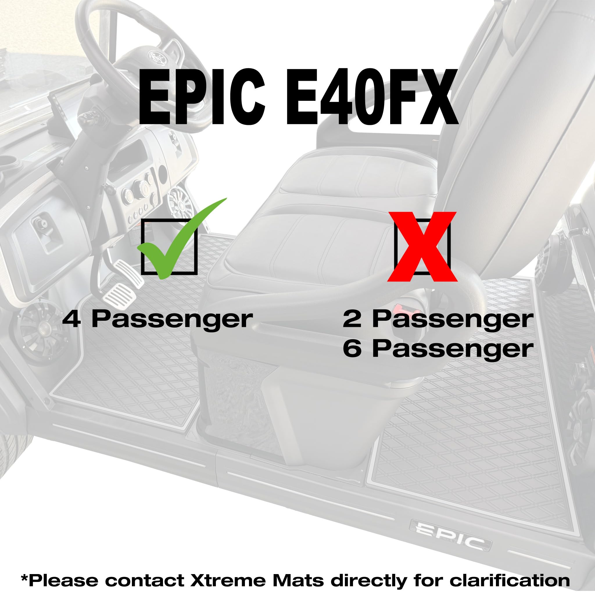Xtreme Golf Cart Rubber Floor Mats Compatible with Epic E20FX - Red Trim