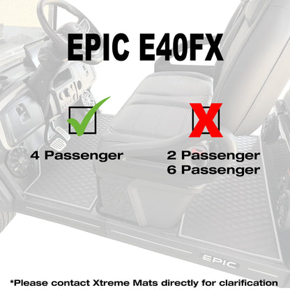 Xtreme Golf Cart Rubber Floor Mats Compatible with Epic E20FX - Red Trim