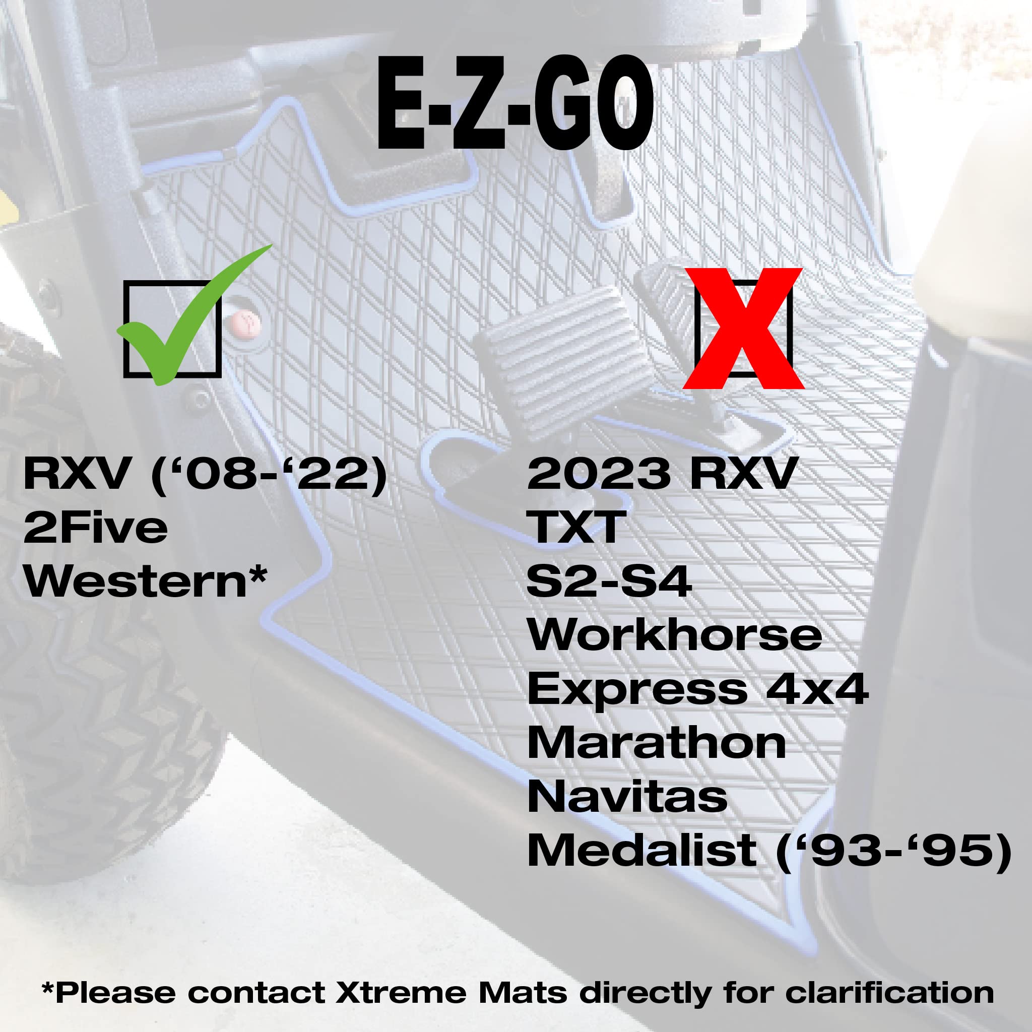 E-Z-GO RXV Floor Mats - Fits All RXV Trims (2008-2022) / 2Five (2009+) / Western