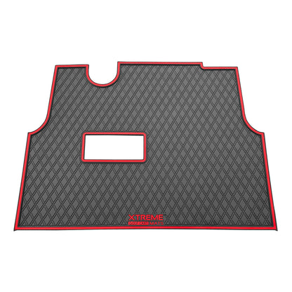 Rubber Golf Cart Floor Mat Compatible with Epic E20 & E40 Golf Cart Models | Durable Heavy-Duty Full Coverage Liner Protection | Double Diamond Pattern - Red Trim