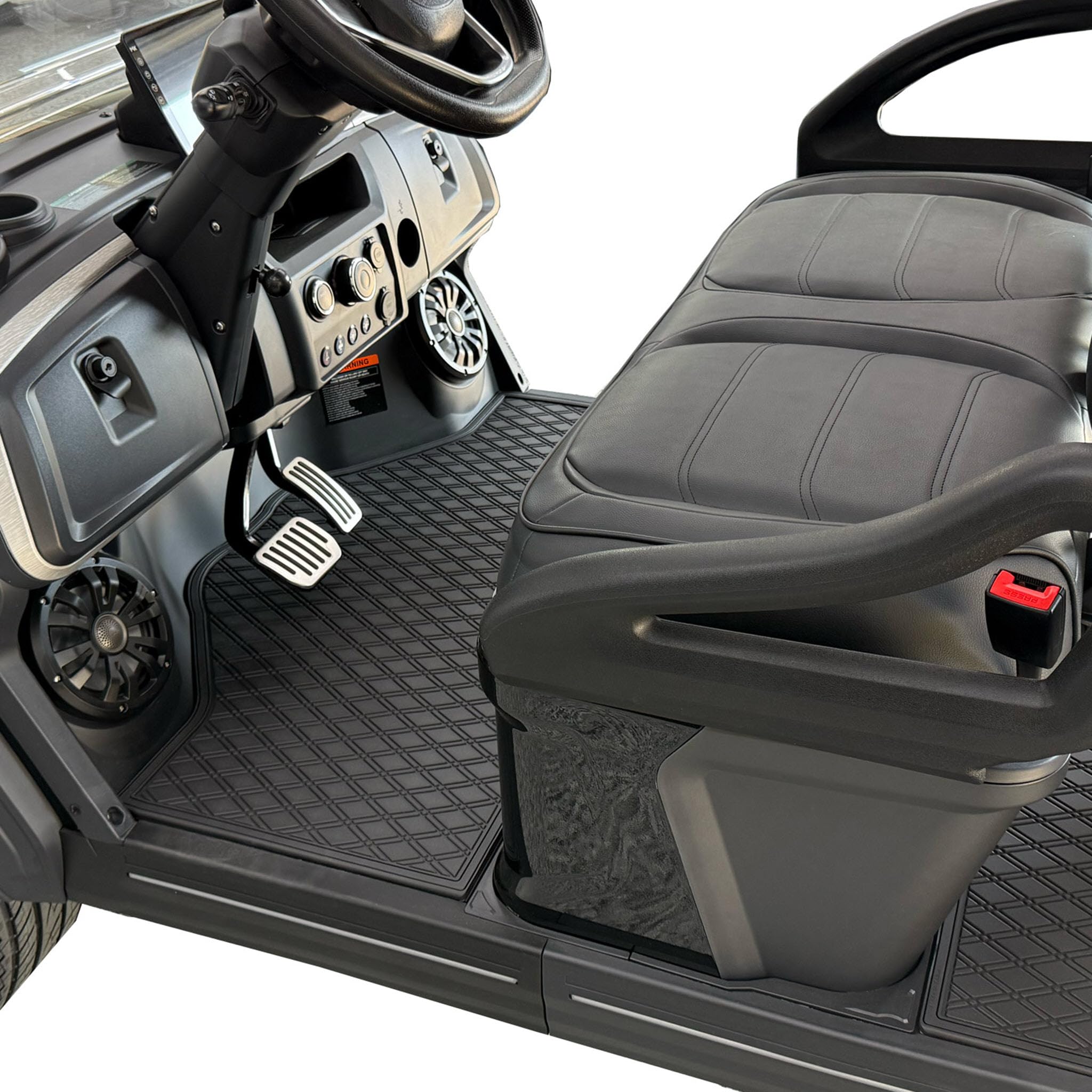 Xtreme Golf Cart Rubber Floor Mats Compatible with Epic E20FX - Red Trim