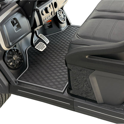 Xtreme Golf Cart Rubber Floor Mats Compatible with Epic E20FX - Red Trim