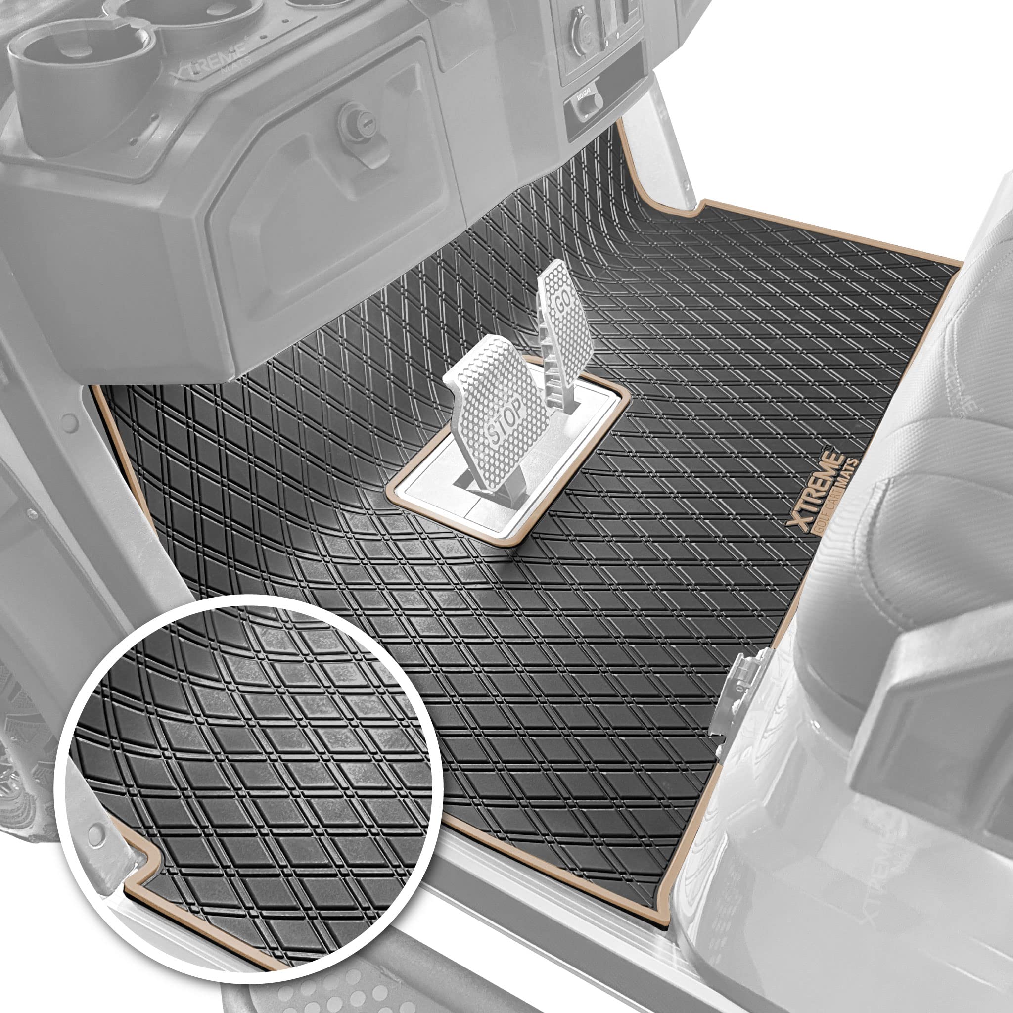 Xtreme Golf Cart Mat Compatible with Advanced EV Advent 2 & 4 - Red Trim