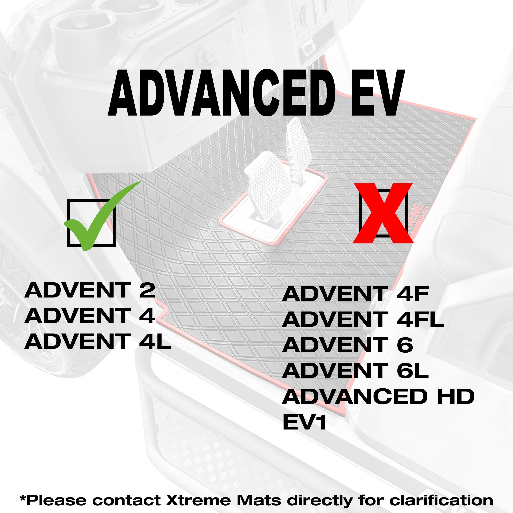 Xtreme Golf Cart Mat Compatible with Advanced EV Advent 2 & 4 - Red Trim