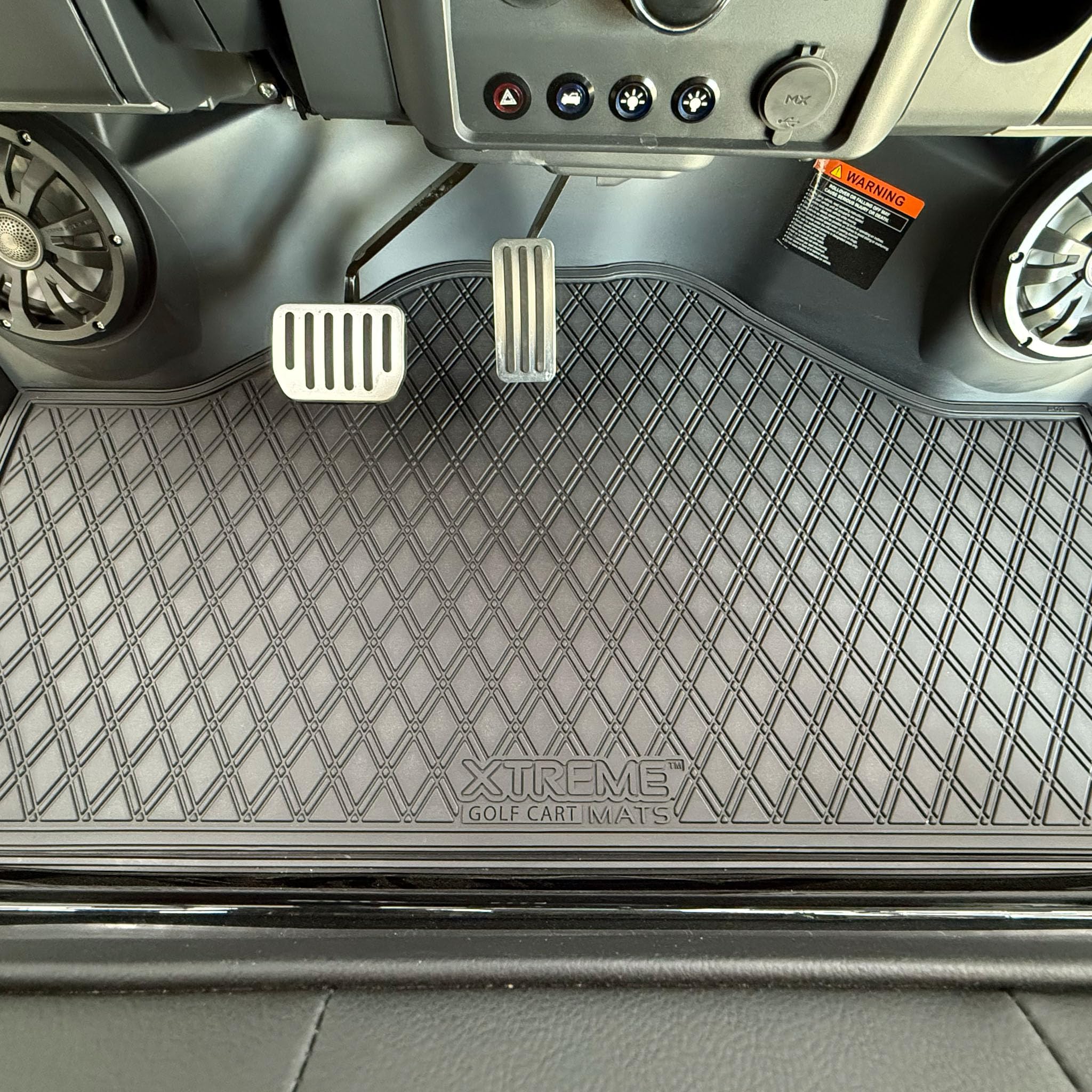 Xtreme Golf Cart Rubber Floor Mats Compatible with Epic E20FX - Red Trim