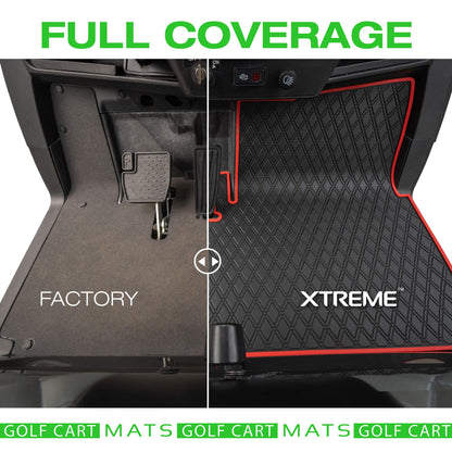 Xtreme Golf Cart Rubber Floor Mats Compatible with Epic E20FX - Red Trim