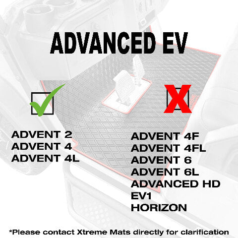 Xtreme Golf Cart Mat Compatible with Advanced EV Advent 2 & 4 - Red Trim