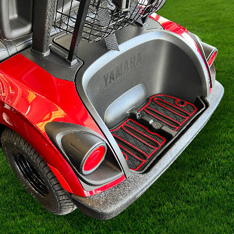 Xtreme Golf Cart Mats Rubber Bag Well Mat Compatible with Yamaha Drive2 Golf Cart Models | Fits 2017+ DR2 Models | Liner Protects Factory Bagwell for Golf Clubs and Bags - Red Trim