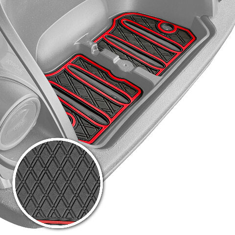 Xtreme Golf Cart Mats Rubber Bag Well Mat Compatible with Yamaha Drive2 Golf Cart Models | Fits 2017+ DR2 Models | Liner Protects Factory Bagwell for Golf Clubs and Bags - Red Trim