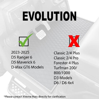Evolution D5 Floor Mat Set Options Fits ALL Models 2023 -2025 Ranger / Maverick Trims, DMAX GT