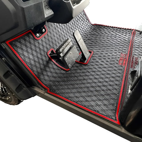 Golf Cart Floor Mat Compatible 2021+ EZGO S2/S4 & Cushman Hauler -Red Trim