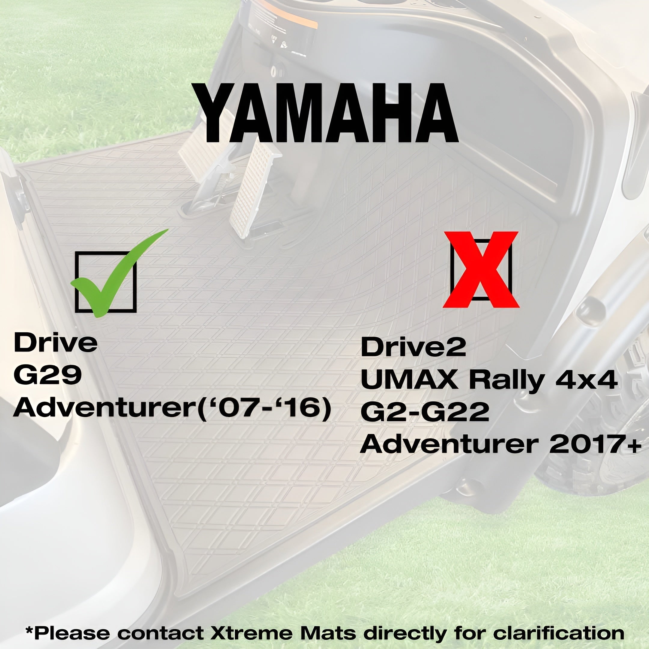 Xtreme Golf Cart Floor Mat Compatible with Yamaha G29/Drive YDR - Red Trim